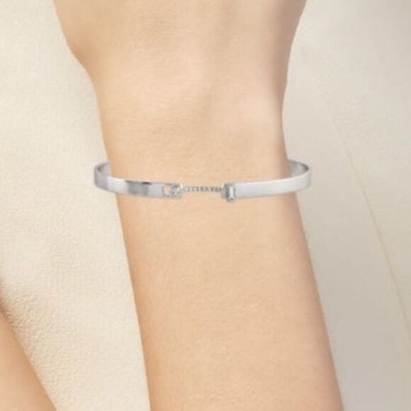 Nouvel Heritage Dinner Date Mood Bangle White Gold Diamond Baguette - Picture 3 of 10